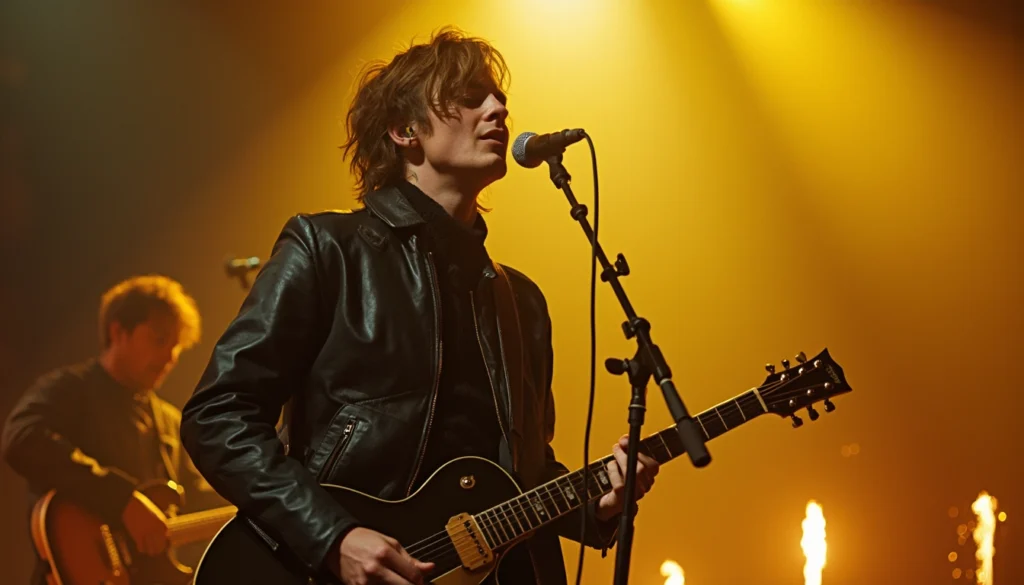 Singer at concert singing